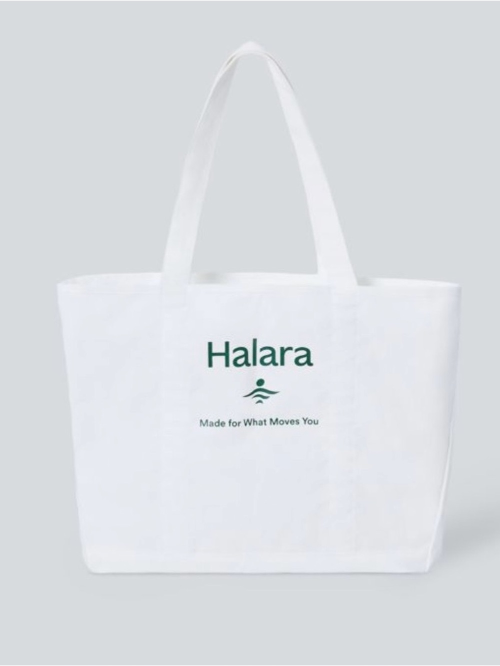 Halara White Logo Green Letter Print Casual Canvas Tote Bag NWT